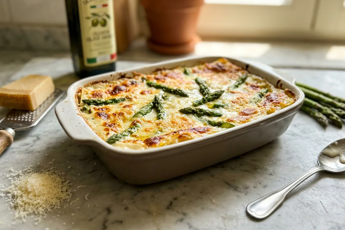 Lasagna bianca agli asparagi selvatici così cremosa: il segreto è nella doppia cottura del ripieno