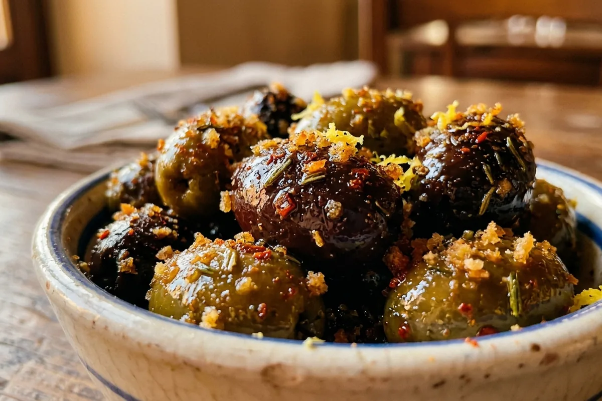 Olive al forno speziate che cambiano l’aperitivo senza complicazioni
