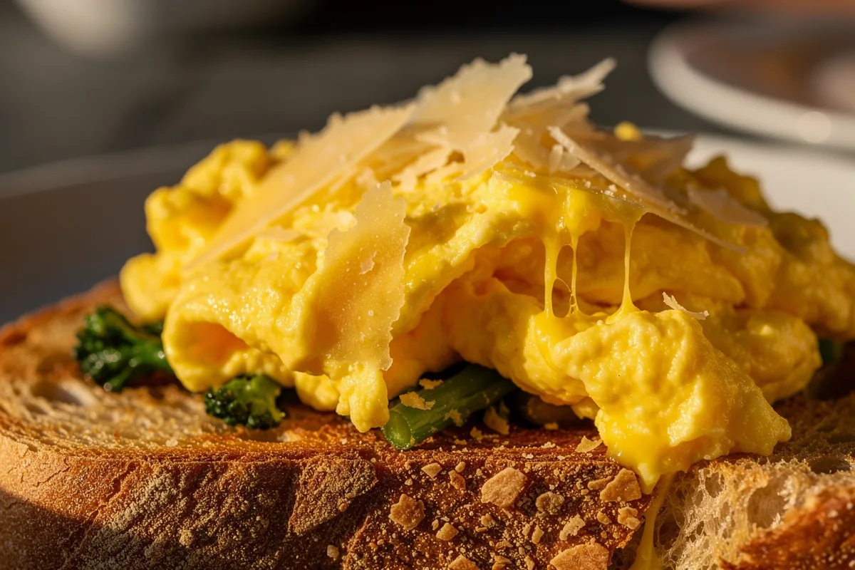 Uova strapazzate cremose che diventano un piatto completo